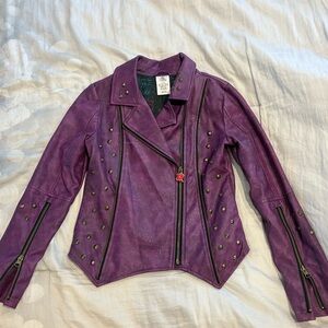 Disney Violet Leather Jacket with Stud Accents
